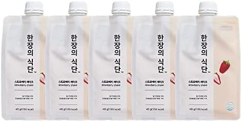 Protein Korea On-the-Go Meal Replacement Powder 1.41oz 40g x 5 Pouches - Korean All-in-One Healthy Protein Shake Breakfast Simple Meal [한장의 식단] (Strawberry Shake( (Pack of 5))