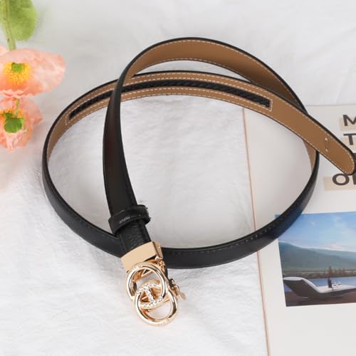 Image of Aurolran Women's Leather Belt with Buckle - Ideal for Dresses, Jeans, and Coats