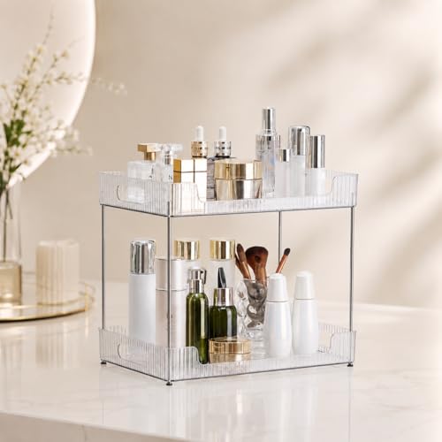 Goderewild 2-Tier Bathroom Counter Organizer, Multi-Purpose Cosmetics Skincare Shelf, Fits