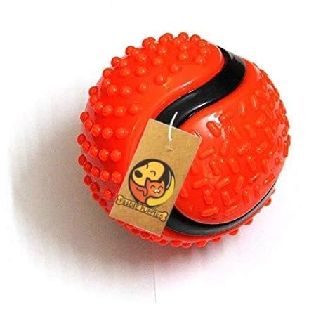 Foodie Puppies Plastic Squeaky Vinyl Dog Toy Ball with Colourful Paw Pattern (Colour May Vary)