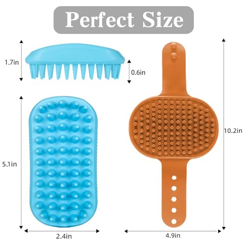 JOZMMZEOOA Silikon Hundebürste 2 Stücke Hunde Badebürste mit Loop Handle Silikon Shampoo Bürste Brush Haustier Silikons Badebürste,für Entfernt Loses Deckhaar Staub Schmutz (Orange Farbe)