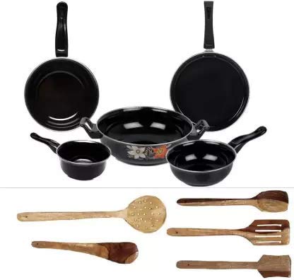 Maharajee Premium Non Stick Induction Bottom Cookware Set (Ceramic Steel, 10 – Piece)