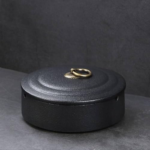 Cendrier céramique avec couvercle coupe-vent grande capacité noir - 2