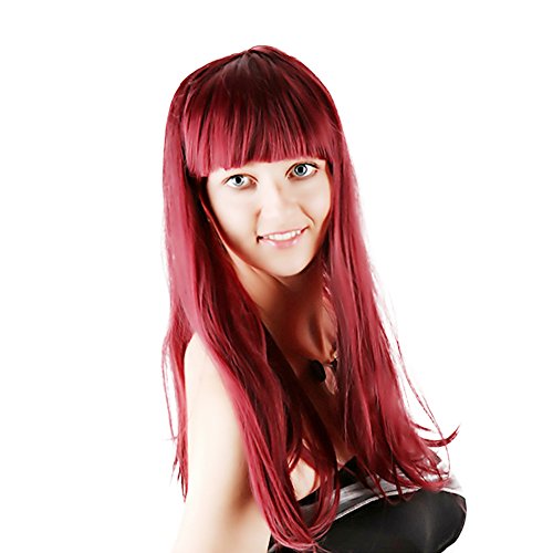 Vino rojo oblicuo flequillo cabello femenino de Europa y América WISH para...