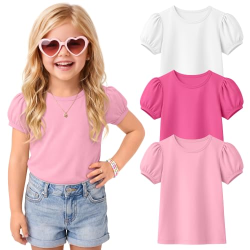 Langyiwee Toddler Girl's Cute Shirts – 3‑Color Pack, Sizes 18M‑5T