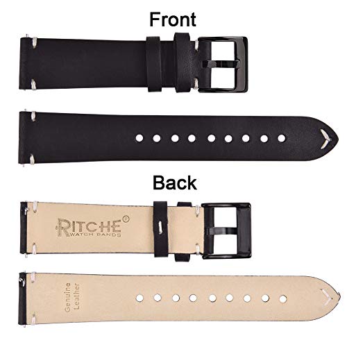 Ritche Christmas Gift Quick Release Leather Watch Band 18mm 20mm 22mm Genuine Watch Strap for Men and Women, White Elephant Gifts, Stocking Stuffers For Men