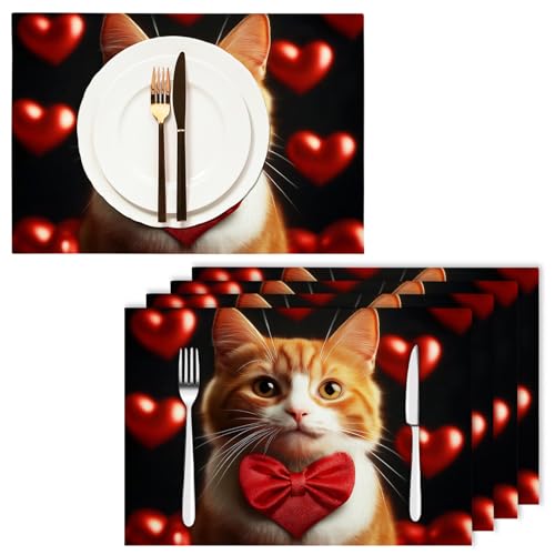 Set de table antidérapant et résistant à la chaleur chat orange - 4