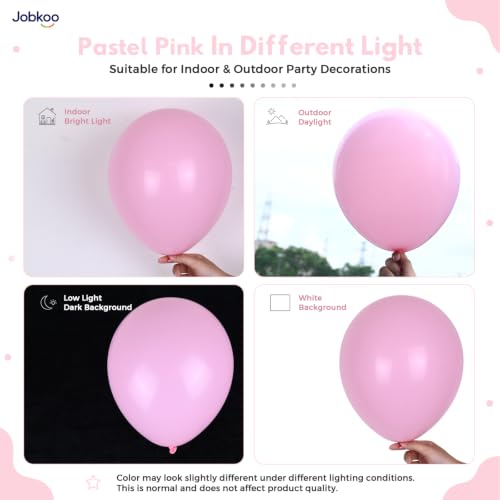 Image of Jobkoo Pastel Pink Balloons 12 Inch, 50Pcs Baby Light Pink Latex Balloon