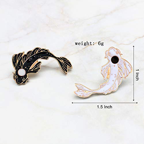 GuassLee Enamel Lapel Brooches Pin Set, 2pcs Lovely Black and White Fish Brooch, Cute Cartoon Pins for Backpacks Clothes Bags Jackets Hat Jewelry DIY Accessories Christmas Gift4