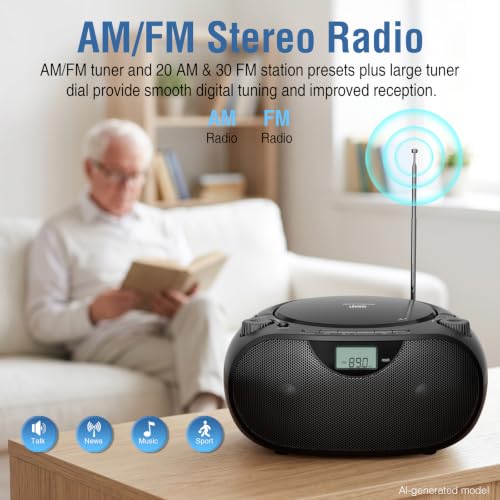 Image of Nextron Portable CD Player Boombox with Bluetooth, AM /FM Radio & USB