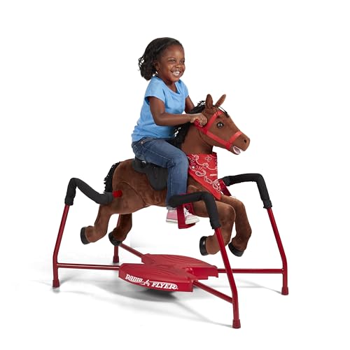 Kids Ride On Toys, Horse Toys, Radio Flyer Chestnut Plush Interactive Riding, Rocking Horse, for Ages 2-6 Years