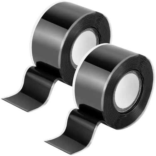 QWORK Self-Fusing Silicone Tape - Leak Repair and Anti-Skid, 1 Inch x 10 Feet Each, 2 Rolls High Friction Handle Tape, -76°F to 500°F