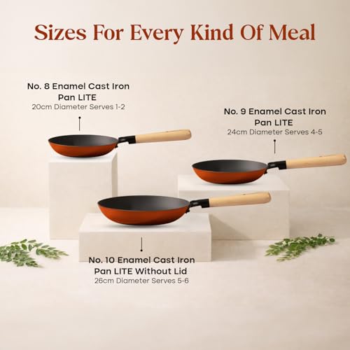 Image of CUMIN CO. LITE Cast Iron Fry Pan | 26 cm, 2L | Induction Base Cookware | 5 Years Warranty | Non Toxic Non Stick Pan for Omelette | Chemical Free Coating | No Seasoning Needed | Free Accessories | Rust