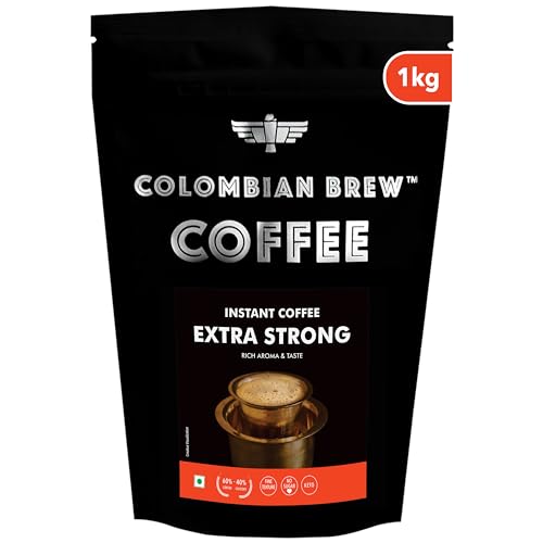 Image of COLOMBIAN BREW COFFEE Colombian Brew Strong Instant Coffee Powder, 60-40 South Indian, 1kg Hotel Pack