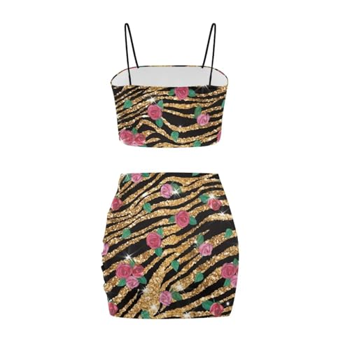 Image of Biyejit Women's 2 Piece Summer Outfits Spaghetti Strap Crop Tops and Bodycon Mini Skirt Dress Set Plus Size S-4XL