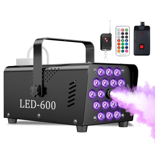 Fog Machine Smoke Machine, 18 LED Lights with 13 Colors, 600W and 2500CFM Fog,...