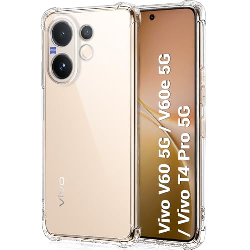 Image of TheGiftKart Crystal Clear Back Cover Case for Vivo V60 5G / V60e 5G / Vivo T4 Pro 5G | Shockproof Soft TPU Case | Cushioned Edges for Ultimate Protection Back Cover Case (TPU, Transparent)