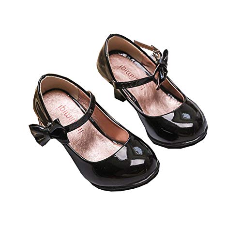 Girls PU Leather High Heels Girls Dress Shoes Bowknot Princess Mary Jane Pumps