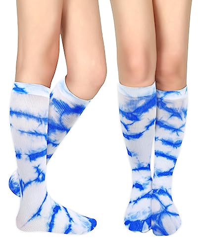 Image of Benefeet Sox Women Girls Thin Nylon Knee High Socks Long Tube Socks Unisex Soft Cozy High Calf Sock Tie Dye /Gradient