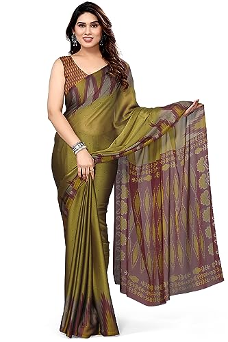 Image of MIRCHI FASHION Saree for Woman Chiffon Georgette Polka Dot Border | Plain Lightweight Women's Sari with Printed Pallu and Blouse Piece