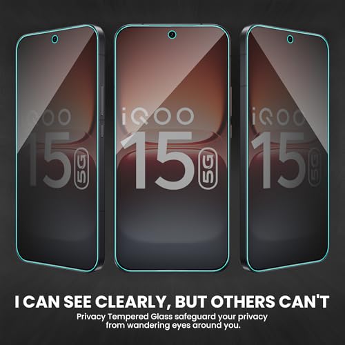 Image of FIRST MART Privacy Tempered Glass for iQOO 15 With Cable Guard & Installation Kit | Anti-Spy 9H Screen Protector, Edge-to-Edge, Case-Friendly | Black