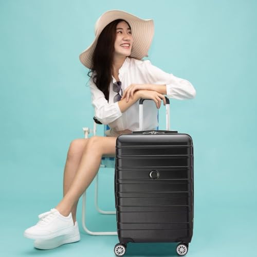 Image of DELSEY PARIS Margot Trolley Bags Set of 3 Cabin, Medium & Large Luggage Premium Hardside Polycarbonate Suitcase 8 Silent Wheels and TSA Lock(Black)