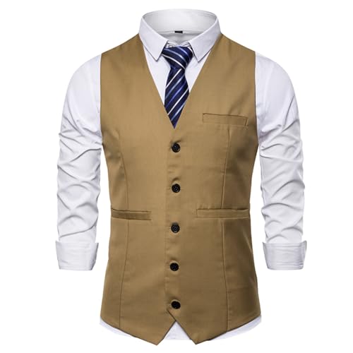 Maiyifu-GJ Men's Formal Business Suit Vests Slim Fit V-neck Wedding Party Dress Waistcoat Casual Solid Color Dress Vest3