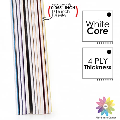 Mat Board Center, Pack Of 25, 8.5X11 Uncut Mat Boards - White Core - Variety Pack - Assorted Colors - Full Sheet - For Diy, Frames, Pictures, Photos, Crafts #TOP4