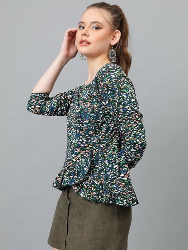 Image of KOTTY Women's Casual Regular Sleeves Printed Multicolor Top