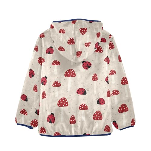 Cute Ladybird and Mushroom Girls Fleece Jacket Girls Fall Jacket Girls Zip Up Hoodie Girls Sherpa Jacket 2-10T2