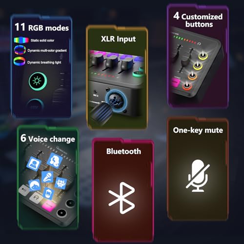 Pacote de equipamento de podcast para 2, interface de áudio com microfone condensador XLR e microfon