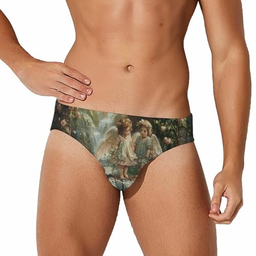Flower Angels Mens Swim Briefs Quick Dry Swim Trunk Bikini Underwear Swimsuit 2XL