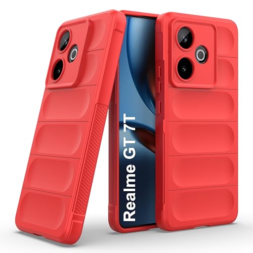Image of amazon basics Back Case Cover for Realme GT 7T | Compatible for Realme GT 7T Back Cover | Liquid Silicon Magic Case with Camera Protection | Red
