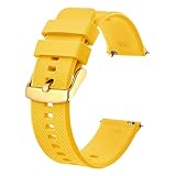 BISONSTRAP Watch Strap 18mm, Quick Release Silicone Watch Bands for Men Women (Yellow, Gold Buckle)