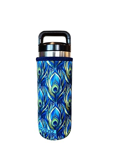 Koverz Water Bottle Sleeve, Neoprene Insulated Bottle Sleeve, Fits 24-30 Oz. Water Bottle, Washable and Reusable, Large Size, Peacock