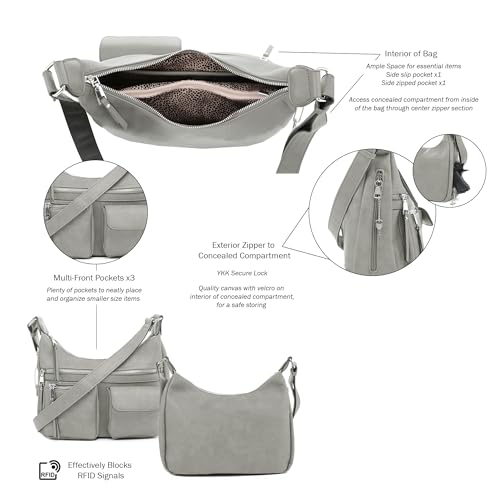 Image of JESSIE & JAMES Large Concealed Carry Crossbody Bag For Women Gunbag Shoulder Purse With Detachable Holster