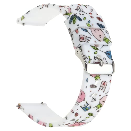 20mm Watch Replacement Bands for Samsung Galaxy Watch, Samsung Gear 2, GTS 2，Bip U，Garmin Venu, Vivoactive 3, Pattern Printed Width Silicone Quick Release Wristband Replacement Sports Straps Bracelet Watch Band Women Men