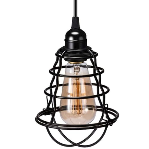 Lámpara colgante retro simple negra para iluminación de mesita de noche