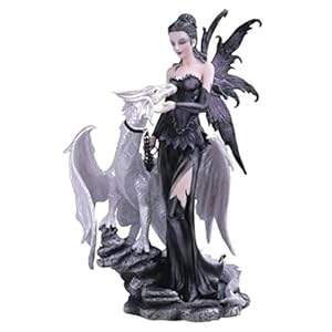 SS-G-91466 Black Fairy with White Dragon Collectible Figurine Decoration Statue