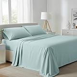 Carressa Linen California King Egyptian Cotton Sheets - 800 High Thread Count Egyptian Cotton Cal King Sheets (4 PC, Seafoam Green), Soft, Cooling, 16' Deep Pocket Sateen Weave Luxury Hotel Bed Sheet