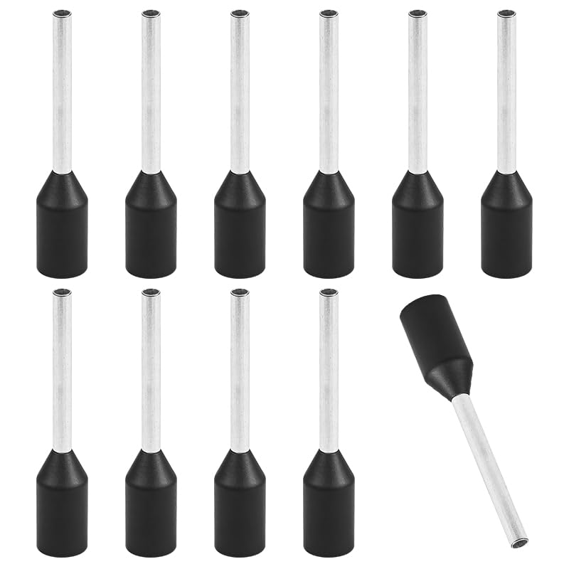 200Pcs Insulated Wire Ferrules, VE0510-24AWG Copper Crimp Bootlace Connectors for Electrical Wiring and Industrial Chemicals, Black