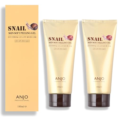 Anjo Skin Soft Snail Peeling Gel 180ML x 2 Pack - Gentle Facial Exfoliation - Korean Peeling Gel for Face & Body - Moisturizing & Soothing - with Snail Mucus for Dead Skin Removal