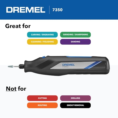 Image of Dremel 7350-5 Cordless Rotary Tool Kit, Includes 4V Li-ion Battery and 5 Rotary Tool Accessories - Ideal for Light DIY Projects and Precision Work