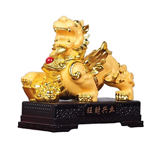 Statue Feng Shui Pixiu grise pour décoration zen du salon et du porche