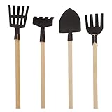 Toyvian Mini-Gartenwerkzeug Set 4-Teilig Mit Schaufel Kleiner Gartenrechen Und Mini Mistgabel FüR Kinder Kreatives Spielzeug FüR Puppenhaus Und Gartenarbeit