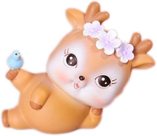 ikasus Figuras de ciervo para decoración de pastel, decoración de escritorio de automóvil de animales del bosque, linda estatua en miniatura,