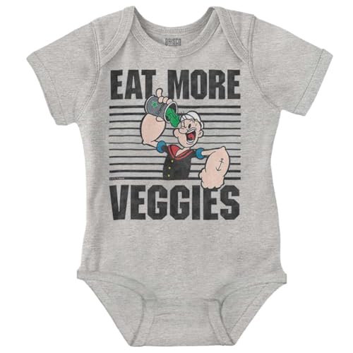 Brisco Brands Eat More Veggies Popeye The Sailor Baby Romper Boys or Girls