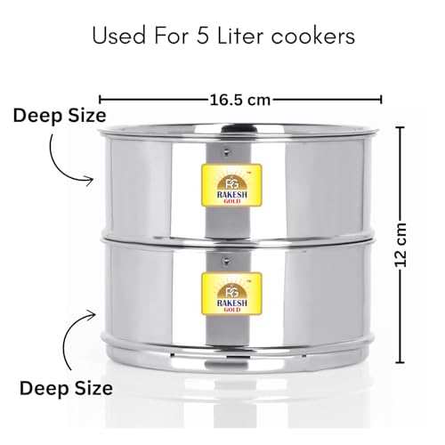 Image of Rakesh Gold Stainless Steel Cooker Container /Cooker Separator suitable for 5 liter cookers | Stackable, Food Grade, Rust-Free, Easy to Clean (cooker separator, Suitable for 5 litre Cooker)