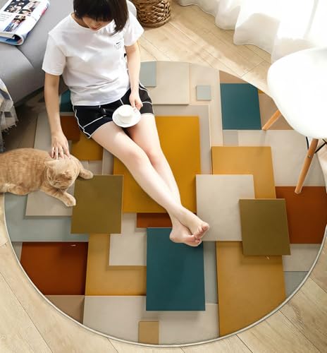 Tapis imprimé blocs de couleur simples jaune moutarde de style moderne 100cm