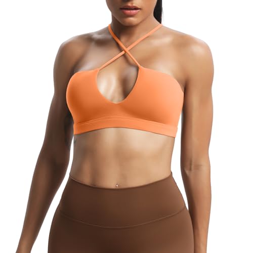 Image of Aoxjox Women's Workout Sports Bras Jamie Deep V Fitness Training Gym Bra Yoga Crop Tank